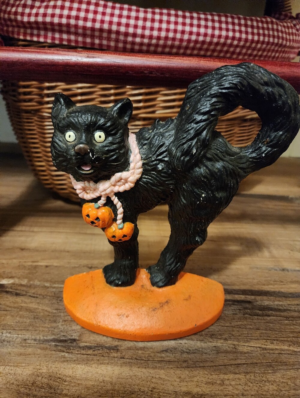 Vintage Black Halloween Cat Cast Iron Door Stop